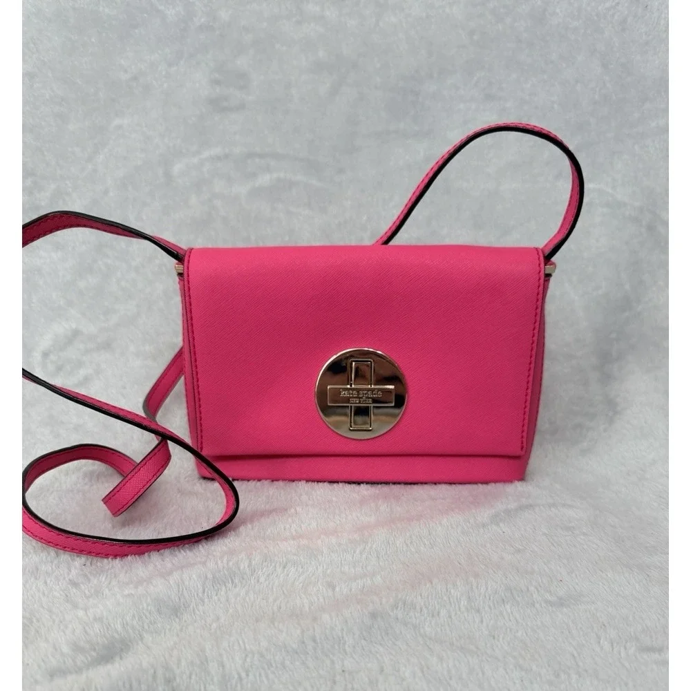 Kate Spade Hot Pink Leather Crossbody Purse Newbury Lane Small Shoulder Bag